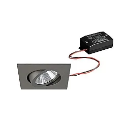Recessed LED spot set incl. converter, IP20, square, 230V, 7W 2700K 740lm 38°, swivelling 30°, matt titanium