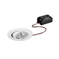 Recessed LED spot set incl. converter, IP20, round, 230V, 7W 3000K 740lm 38°, swivelling 30°, white
