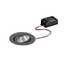 Recessed LED spot set incl. converter, IP20, round, 230V, 7W 3000K 740lm 38°, swivelling 30°, matt titanium