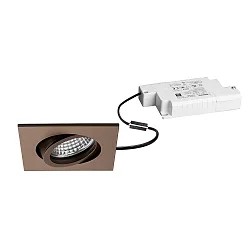 Inbouwspot TIRREL-S LED DIM hoekig, draaibaar, bruin metallic mat dimbaar