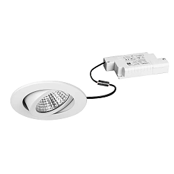 Recessed LED spot set SEVEN-R incl. converter, IP20, round, 230V, 7W 2700K 740lm 38°, swivelling 30°, white