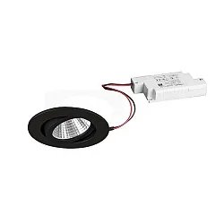 Recessed LED spot set SEVEN-R incl. converter, IP20, round, 230V, 7W 2700K 740lm 38°, swivelling 30°, black