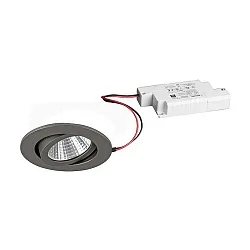 Recessed outdoor LED spot set incl. converter, IP65, round, 230V, 6W 3000K 650lm 38°, swivelling 30°, dimmable, matt titanium