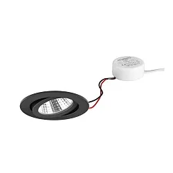 Inbouwarmatuur rond, draaibaar IP20, zwart dimbaar 6W 640lm 3000K 20-40° 20-40° CRI 80-89