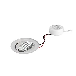 Recessed LED downlight set BB09 with round converter, IP20, V4A, 230V, 6W 3000K 640lm 38°, dimmable, white