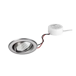 Recessed LED downlight set BB09 with round converter, IP20, V4A, 230V, 6W 3000K 640lm 38°, dimmable, stainless steel