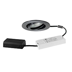 Inbouwspot TIRREL-R LED DIM CONNECTION-BOX rond, draaibaar, DALI aanstuurbaar IP20, glanzend, zwart dimbaar