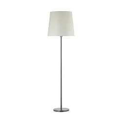 Floor lamp with textile shade, height 150cm / Ø 45cm, E27 max. 100W, with cord switch, matt nickel / chintz raw white
