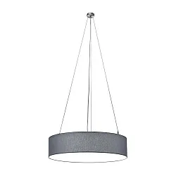 Pendant luminaire SOFT TUBE 780, Ø 48cm, 5 x E27 max. 60W, matt nickel / shade chintz grey / diffuser PC