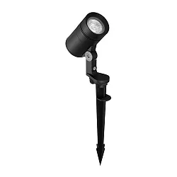 LED ground spike luminaire, IP65, 230V AC, 8W 3000K 600lm 30°, with 200cm power cable and plug, structured black