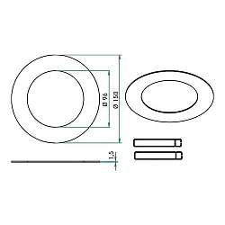 Reducing ring with outer Ø 15cm, chrome