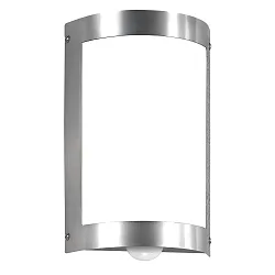 Outdoor wall luminaire 16/3 with motion detector, IP44, E27, stainless steel / opal glass