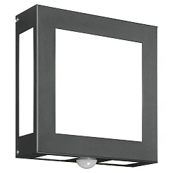 Wandarmatuur voor buitenshuis AQUA LEGENDO vierkant, met bewegingsmelder E27 IP44, antraciet