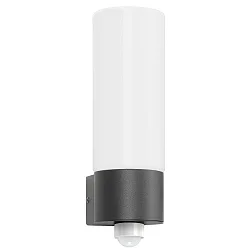 Outdoor wall luminaire AQUA WALL with sensor, IP44, E27, stainless steel / opal glass, anthracite