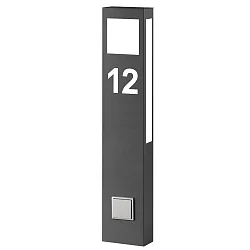 Huisnummer met verlichting AQUA PAULO POWER - HOUSE NR CUTTED 2-voudig, kant-en-klaar, met stopcontact 2G11 IP44, antraciet 