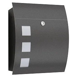 Brievenbus WINDOW-VERSION met slot, gebogen, antraciet