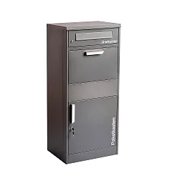 Staande brievenbus 112 X 50 X 37CM hoekig, straight, met pakketlade, met slot, antraciet