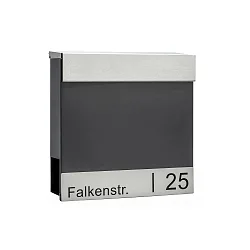 Brievenbus met krantenhouder ENGRAVED INOX BAR Lasergravure, antraciet, rvs