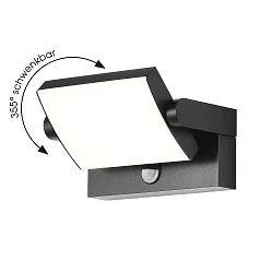 Wandarmatuur voor buitenshuis CCT Switch, kantelbaar, met bewegingsmelder IP54, antraciet