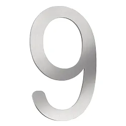 House number 9 from brushed stainless steel, height 16cm
