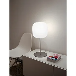 Tafelarmatuur MUREA groot, dimbaar E27 IP20, aluminium geborsteld, wit mat dimbaar