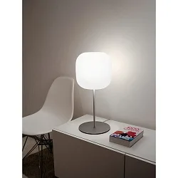 Tafelarmatuur MUREA groot, met schakelaar E27 IP20, aluminium geborsteld, wit mat 