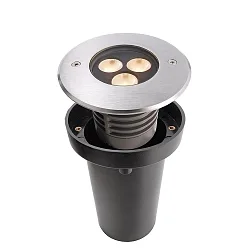 Vloerinbouwarmatuur CANUM SYM Ø 11.6CM begaanbaar, symmetrisch IP67, zilver dimbaar