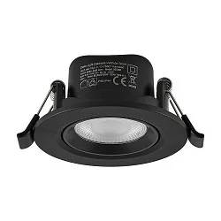Inbouwspot SURTUR TILT 68 DTW draaibaar, Dim-To-Warm IP20/IP44, zwart dimbaar