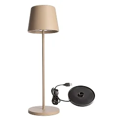 Tafellamp op batterijen BUNDLE CANIS set van 1, met lader IP65, beige, mat dimbaar
