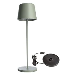 Tafellamp op batterijen BUNDLE CANIS set van 1, met lader IP65, groen, mat dimbaar