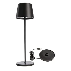 Tafellamp op batterijen BUNDLE CANIS set van 1, met lader IP65, mat, zwart dimbaar