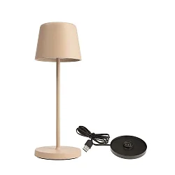 Tafellamp op batterijen BUNDLE CANIS MINI set van 1, met lader IP65, beige, mat dimbaar