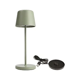 Tafellamp op batterijen BUNDLE CANIS MINI set van 1, met lader IP65, groen, mat dimbaar