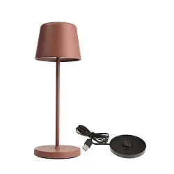 Tafellamp op batterijen BUNDLE CANIS MINI set van 1, met lader IP65, mat, terracotta dimbaar