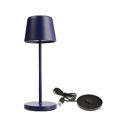 Tafellamp op batterijen BUNDLE CANIS MINI set van 1, met lader IP65, mat, kobaltblauw dimbaar