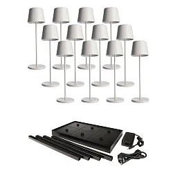 Tafellamp op batterijen CANIS GASTRO L met Touch-Dimmer, met Lader, 12 Stuks IP65, mat, verkeerswit dimbaar