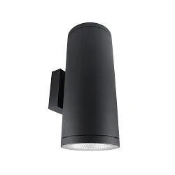Gevelspot SHORELINE PRO ROUND 140 UP&DOWN 2-vlams, rond, CCT Switch IP65, donkergrijs dimbaar