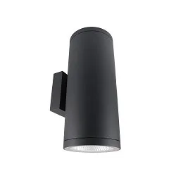 Gevelspot SHORELINE PRO ROUND 140 UP&DOWN 2-vlams, rond, CCT Switch IP65, donkergrijs dimbaar