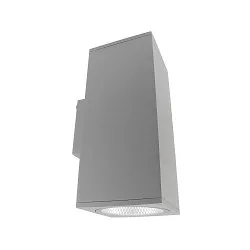 Gevelspot SHORELINE PRO SQUARE 140 UP&DOWN 2-vlams, hoekig, CCT Switch IP65, lichtgrijs dimbaar