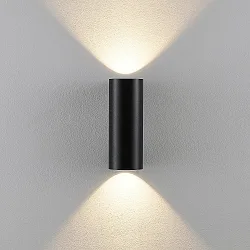 Wandarmatuur voor buitenshuis CAN OUTDOOR UP & DOWN up down, 2-vlams, cilindrisch, stijf GU10 IP65, zwart