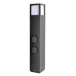 Energiezuil FACADO SOCKET 65 2-voudig, kort, met verlichting, schakelbaar E27 IP54, donkergrijs 