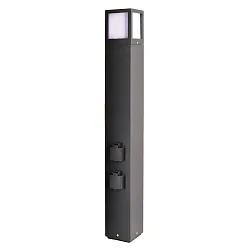 Energiezuil FACADO SOCKET 100 2-voudig, lang, met verlichting, schakelbaar E27 IP54, donkergrijs 