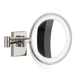 mirror with lighting BS 40 LED 7-fold IP 44, nickel, polished aluminium 