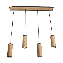 Pendant luminaire BOLIVIA 4, 4x GU10, oak natural, black