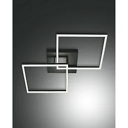 Plafondarmatuur BARD 65X65 groot, 2-voudig, bedienbaar met stem, incl. Smartluce IP20, antraciet, gesatineerd dimbaar