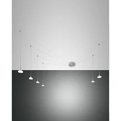 Pendelarmatuur ISABELLA 6-vlams IP20, aluminium, chroom, nikkel gesatineerd, gesatineerd dimbaar