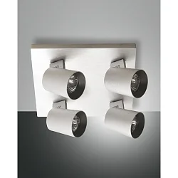 Spot MODO 4-vlams, instelbaar GU10 IP20, aluminium geborsteld dimbaar