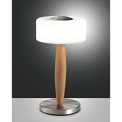table lamp ELEA IP20, oak, nickel satined dimmable