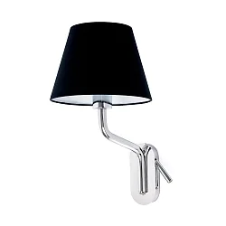 Wandarmatuur ETERNA E27 IP20, chroom, zwart 