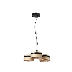 Pendelarmatuur LOOP 3-vlams LED IP20, zwart mat, essenhout 